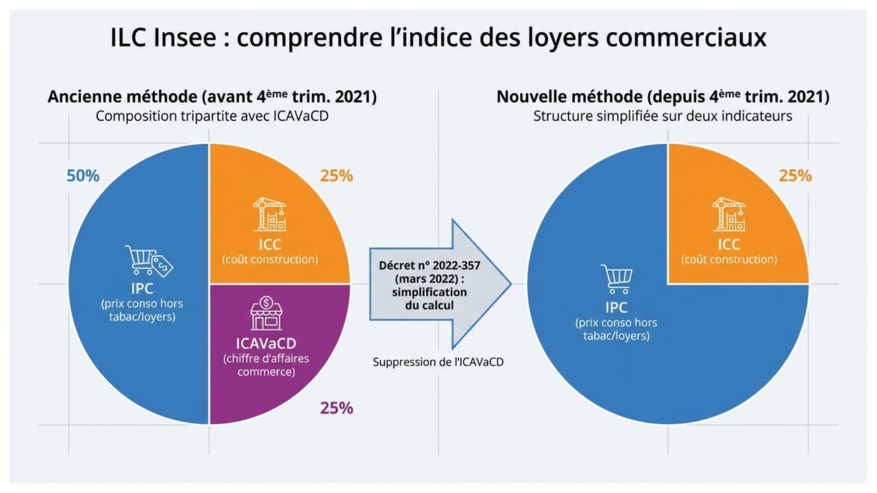 Comparaison visuelle de la pondération de l'ILC : passage de 3 composantes à 2 composantes (75% IPC et 25% ICC).