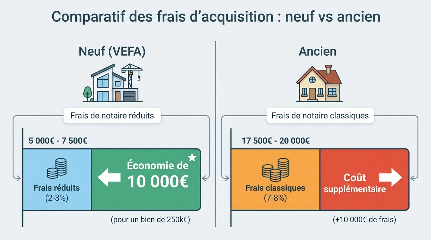 Comparatif des frais d'acquisition : Neuf vs Ancien