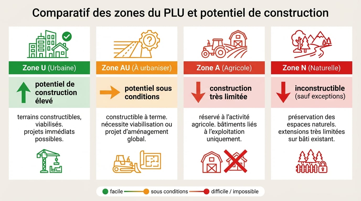 Comparatif des zones du PLU et potentiel de construction