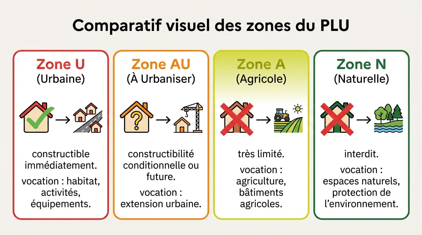 Comparatif visuel des zones du PLU
