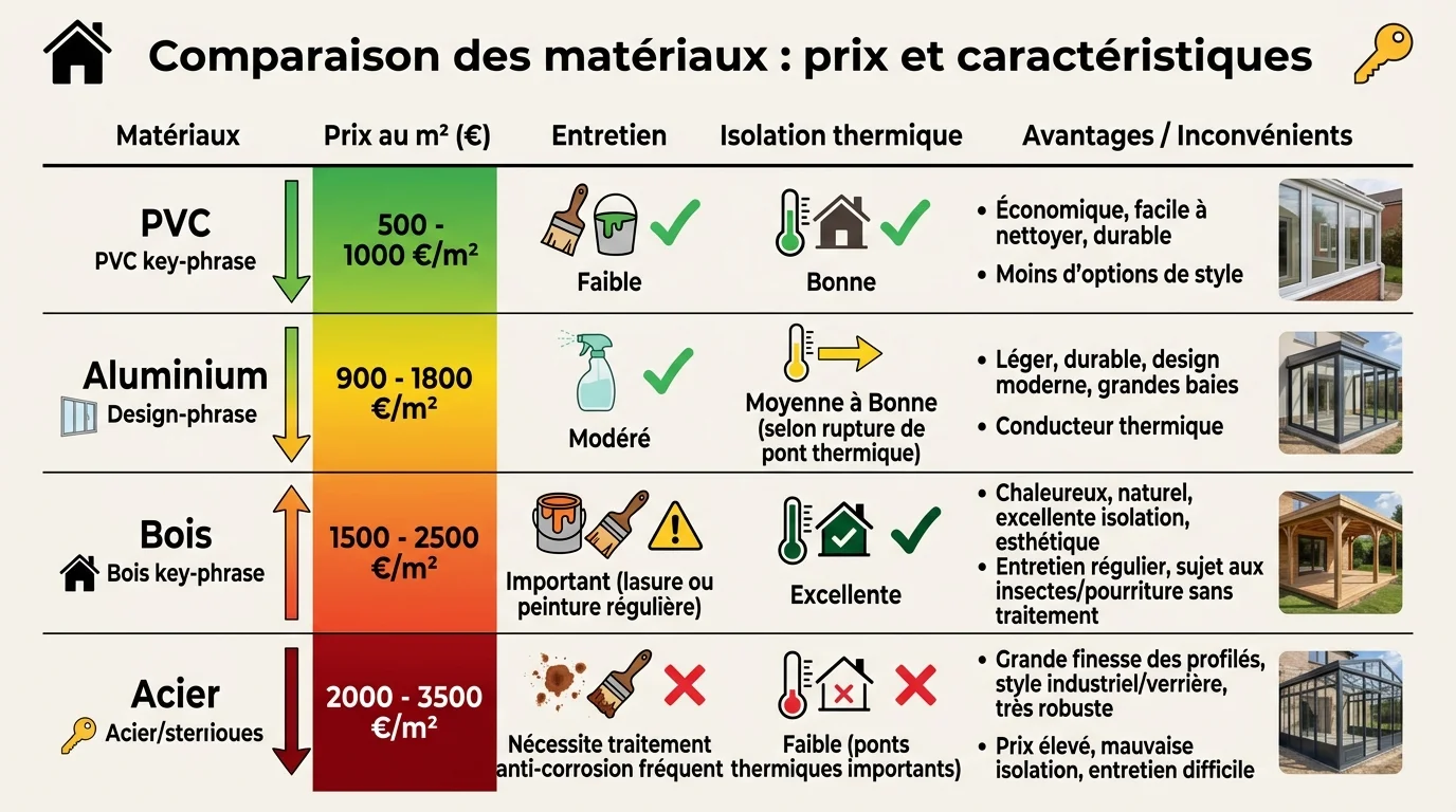 Comparaison des matériaux : prix et caractéristiques