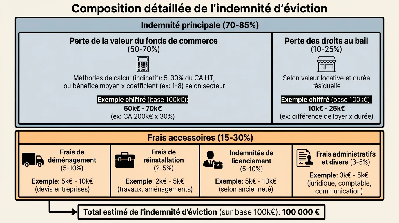 Composition détaillée de l'indemnité d'éviction