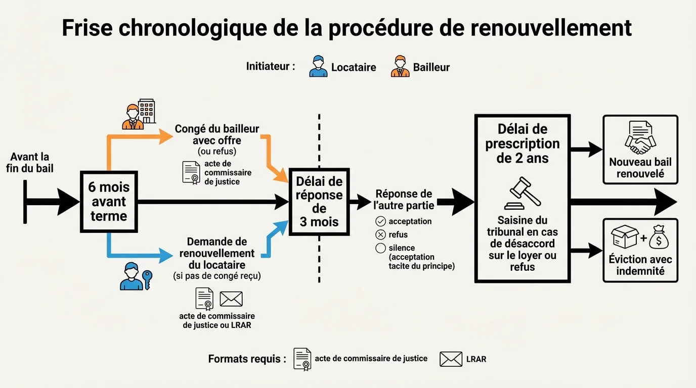 Frise chronologique de la procédure de renouvellement