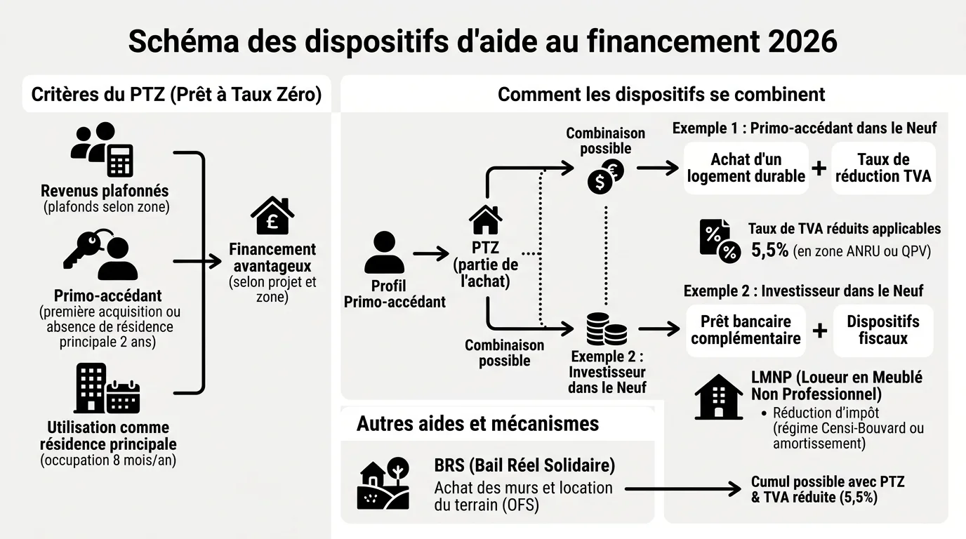 Schéma des dispositifs d'aide au financement 2026