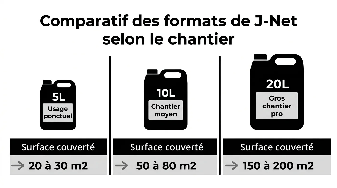 Comparatif des formats de J-Net selon le chantier