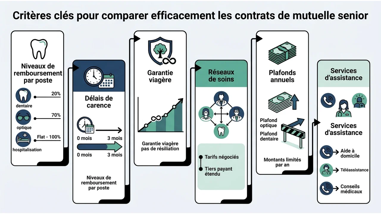Critères clés pour comparer efficacement les contrats de mutuelle senior