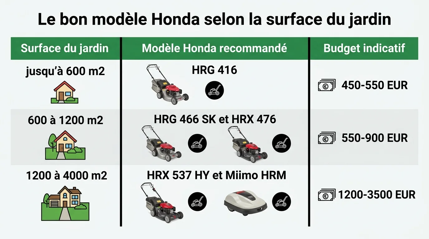 Le bon modele Honda selon la surface du jardin