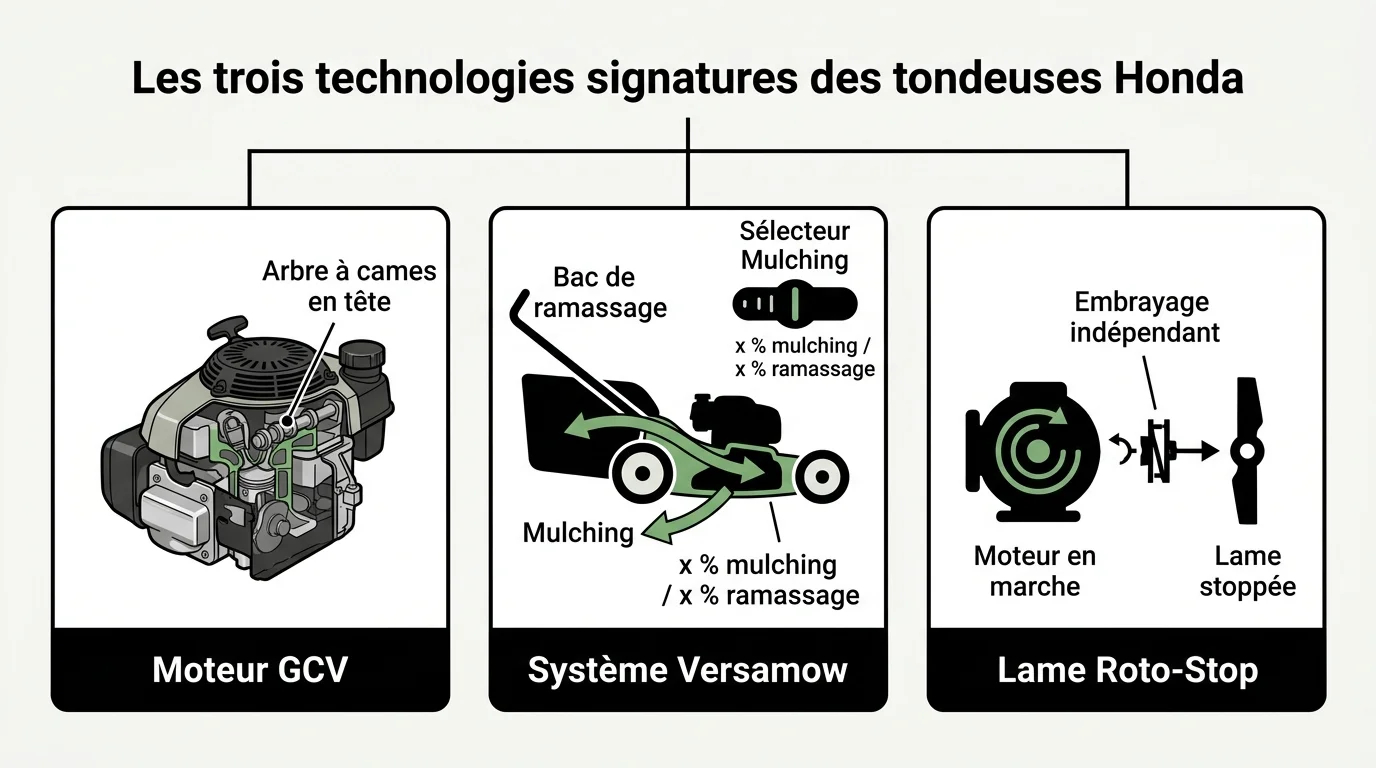 Les trois technologies signatures des tondeuses Honda