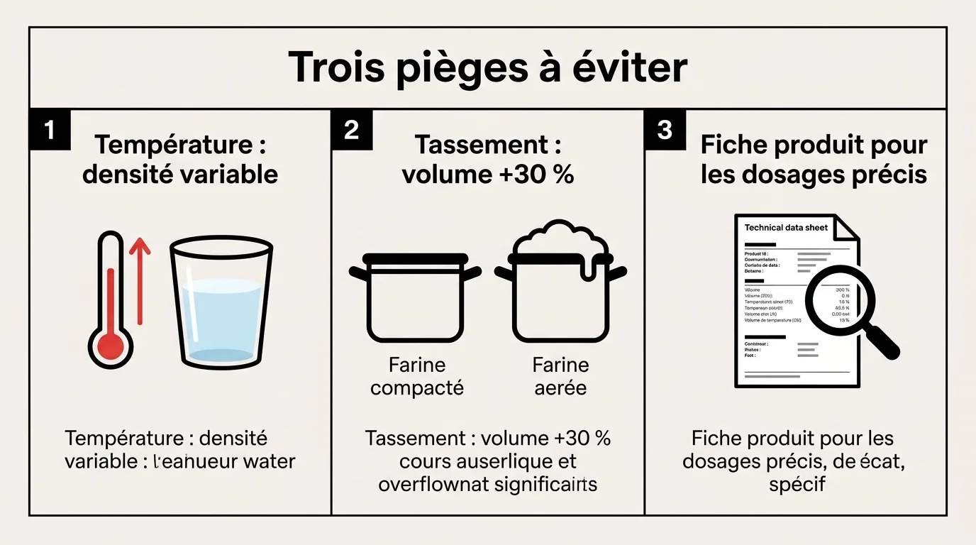 Schéma des trois facteurs qui font varier la densité