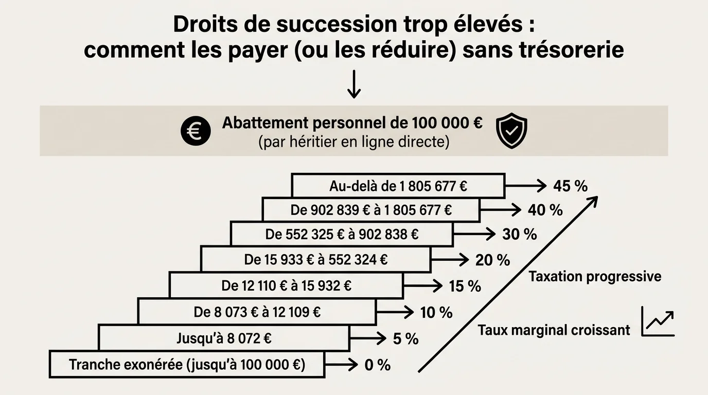 Barème progressif des droits de succession en ligne directe et abattement de 100 000 euros
