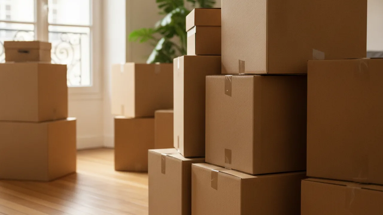 Cartons prêts pour la transition entre deux logements