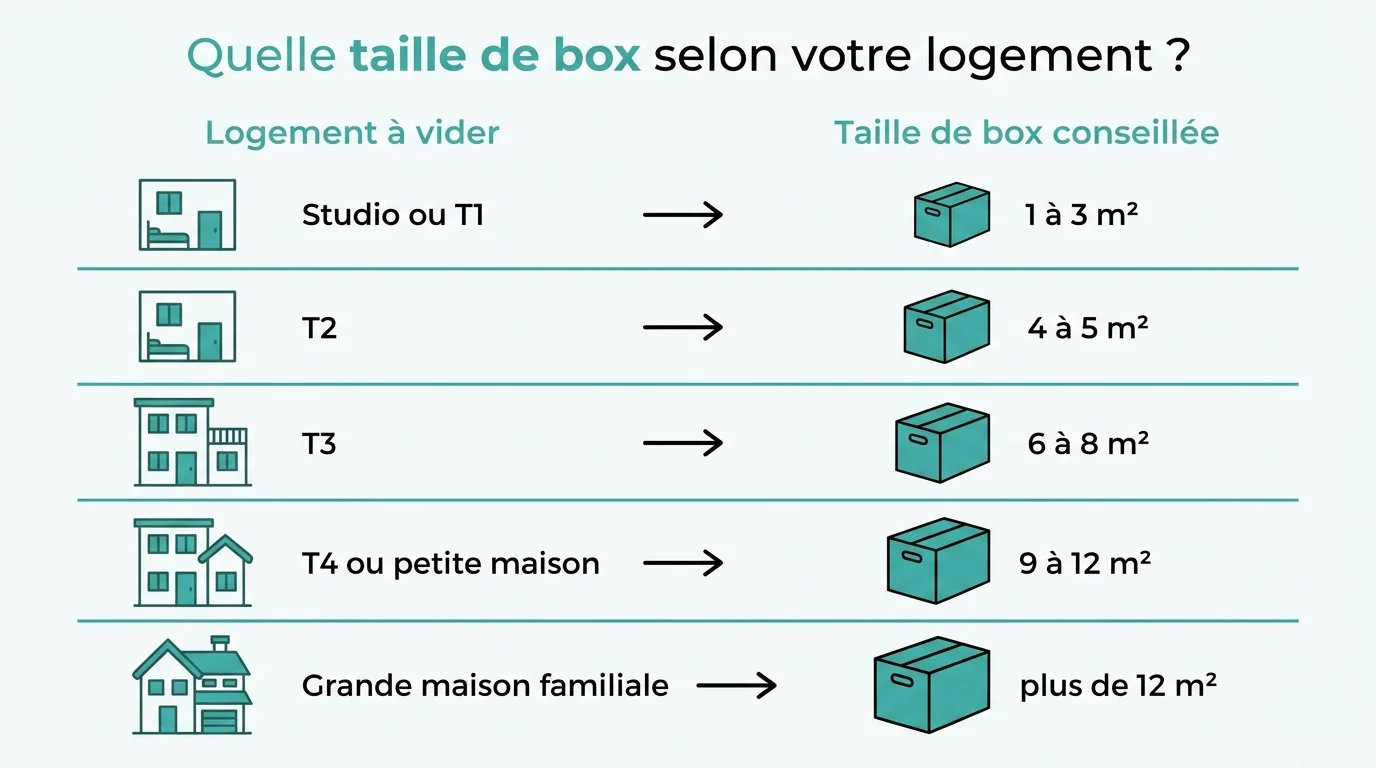 Taille de box conseillée selon le logement à vider